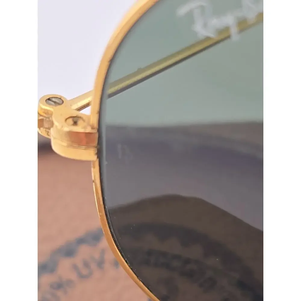 58 14mm Vintage B L Ray Ban L0205 G15 UV Gold Plated Aviator Sunglasses W/case